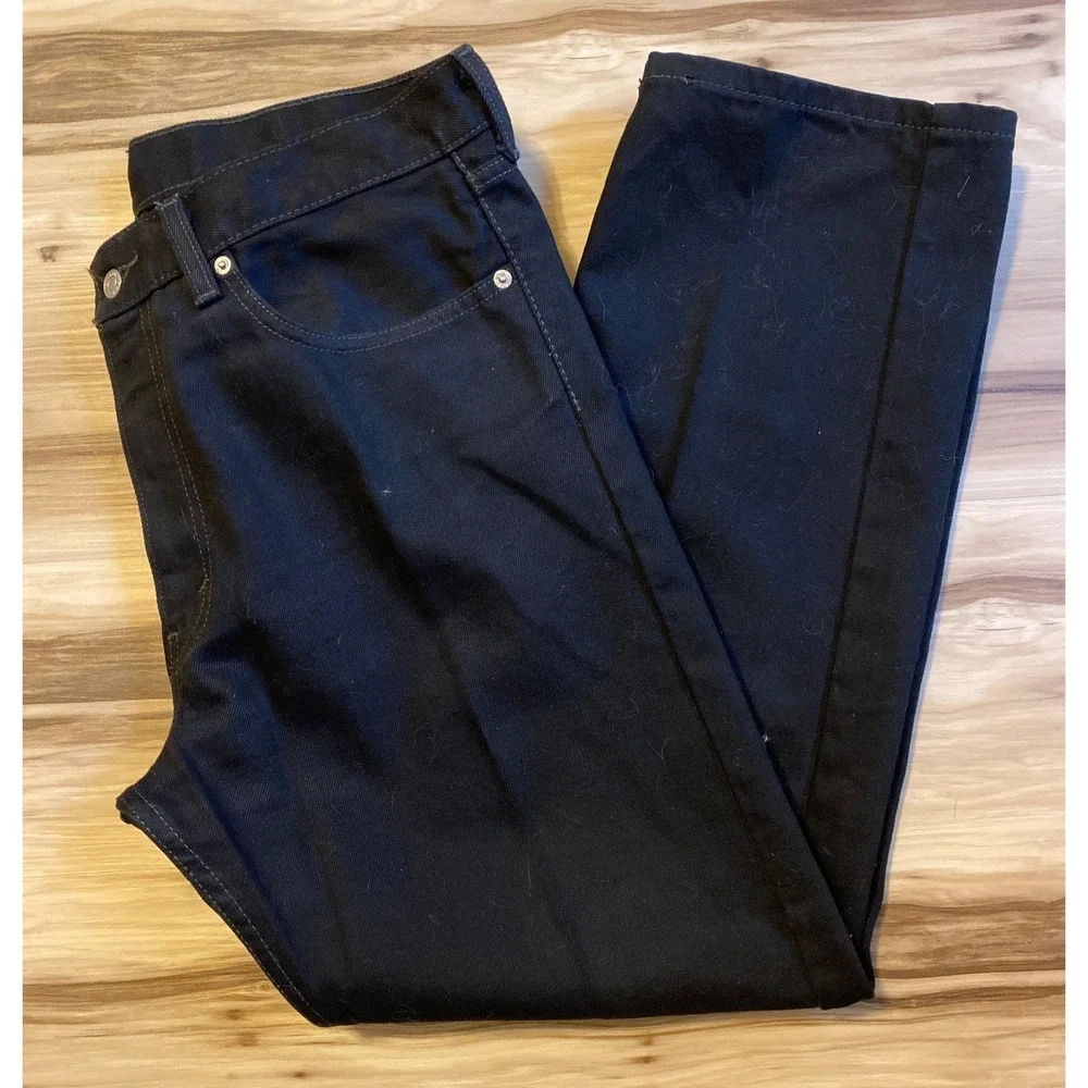 Levis 505 Regular Fit Black Jeans Mens 36x29 Straight Leg Denim Pants 00505-0260